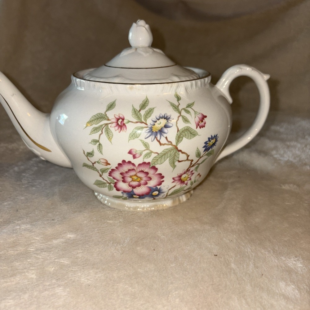 Vintage Teapot, Staffordshire ENGLAND Floral Fine Ceramics. FLAWS